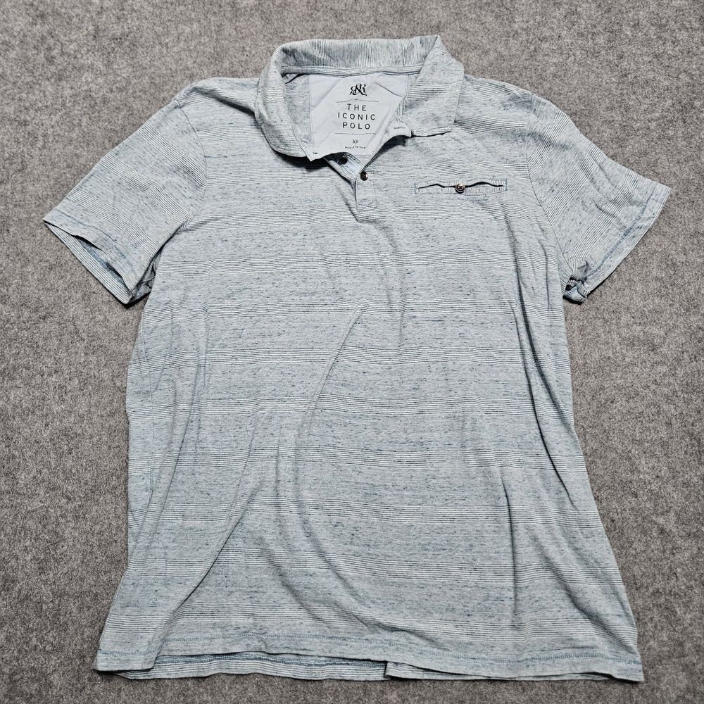 Rock & Republic Shirt Mens‎ XL Gray The Iconic Polo Short Sleeve Pockets